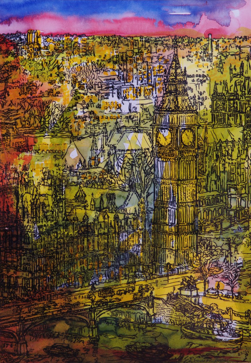 Londres, Westminster (caneta e tinta com wc no papel) de Brenda Brin Booker