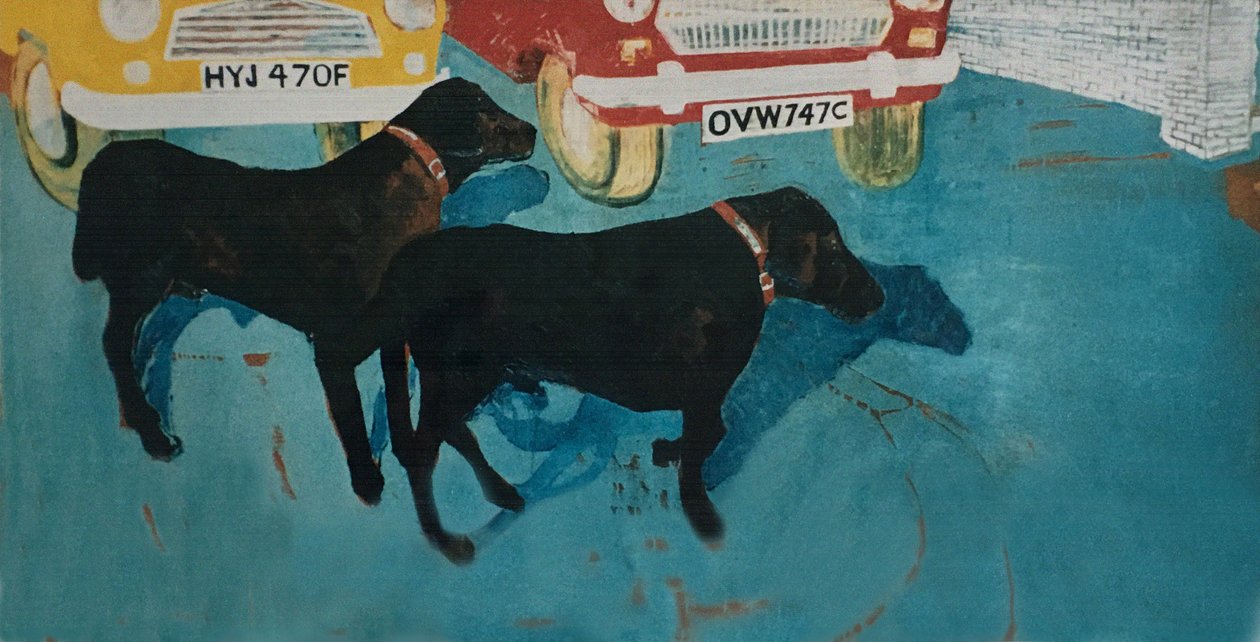 Rex no lote de carros usados, com amigo de Brenda Brin Booker