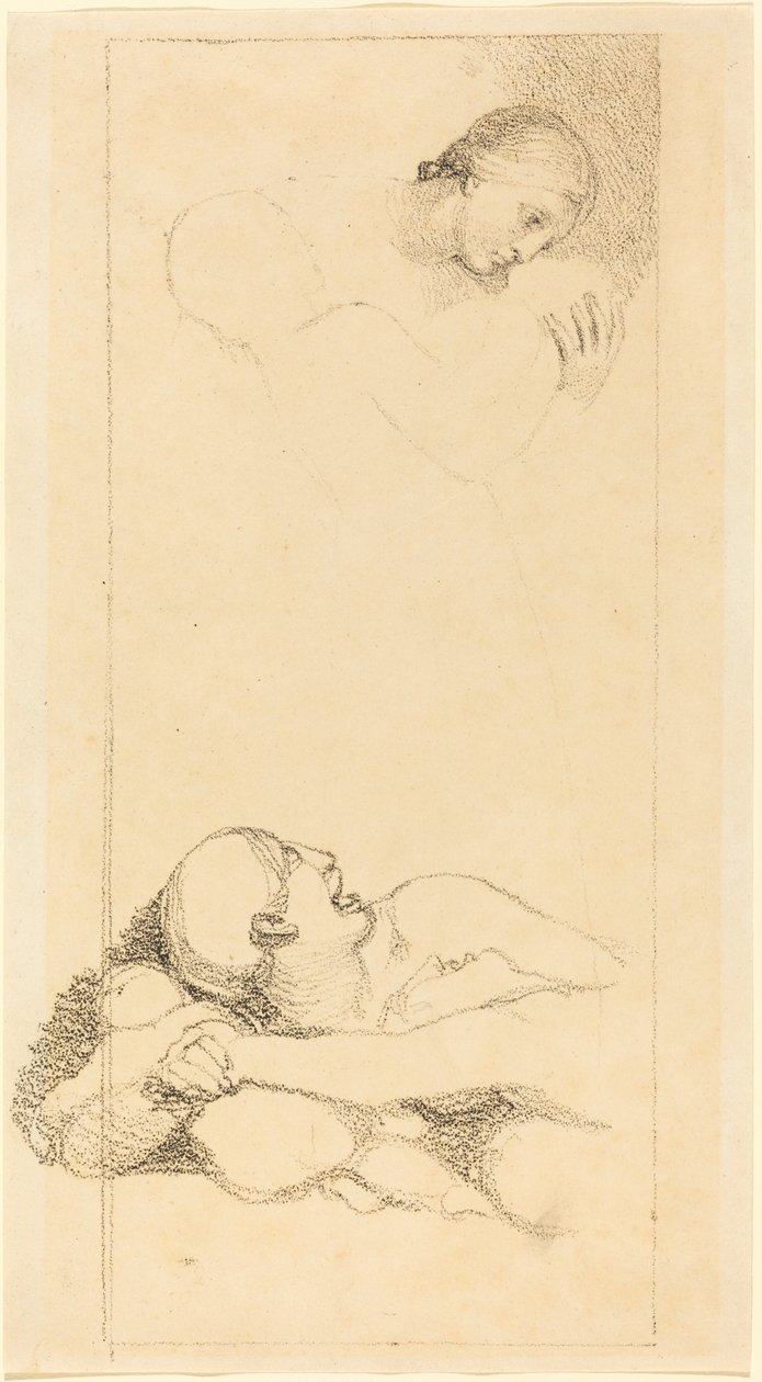 Homem Assustado Olhando Para Cima; Mulher e crianças de British 18th Century after John Flaxman