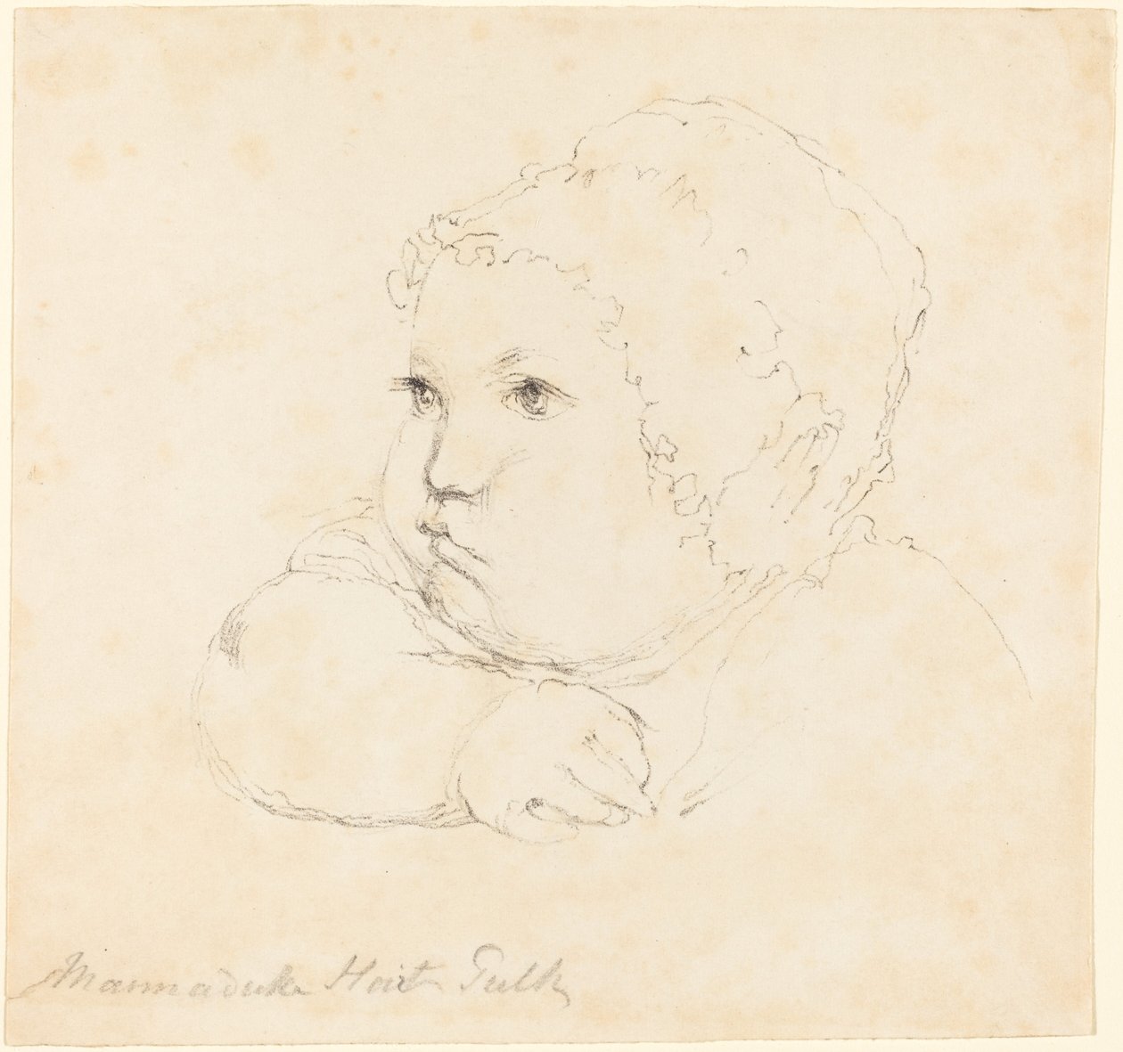 Cabeça de uma criança em um boné de British 18th Century after John Flaxman