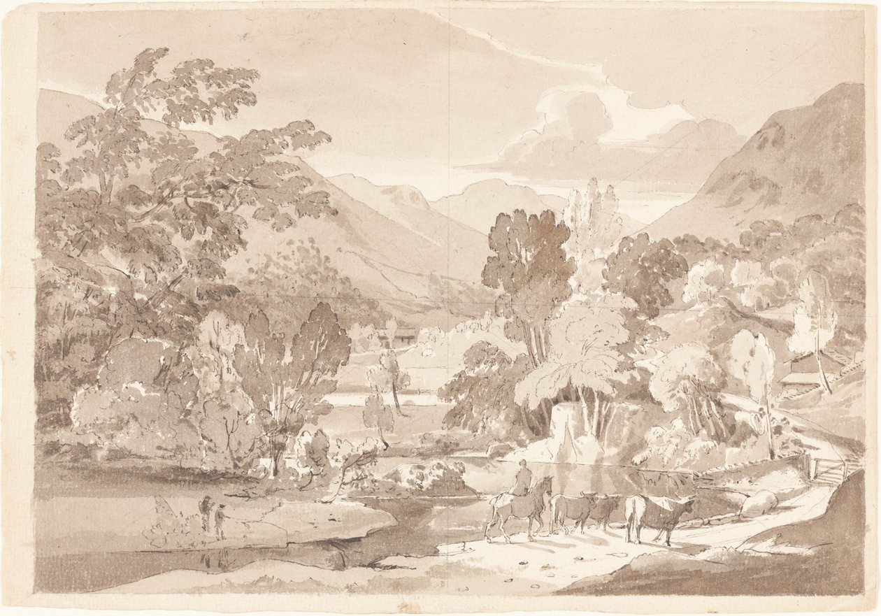 Uma paisagem montanhosa de British 19th Century