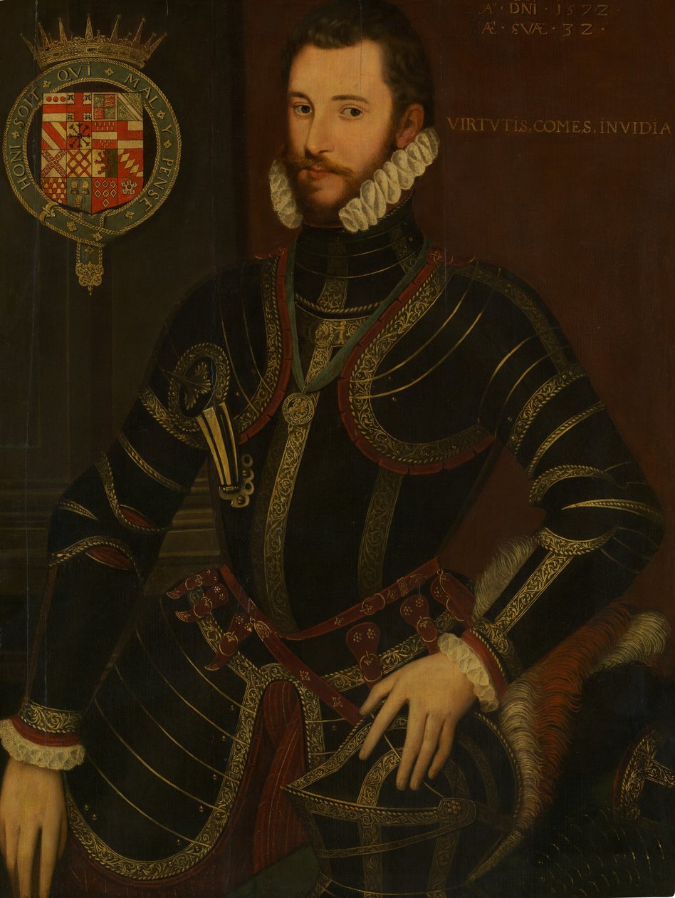 Retrato de Walter Devereux 1539-1576, Primeiro Conde de Essex, datado de 1572. de British Painter.