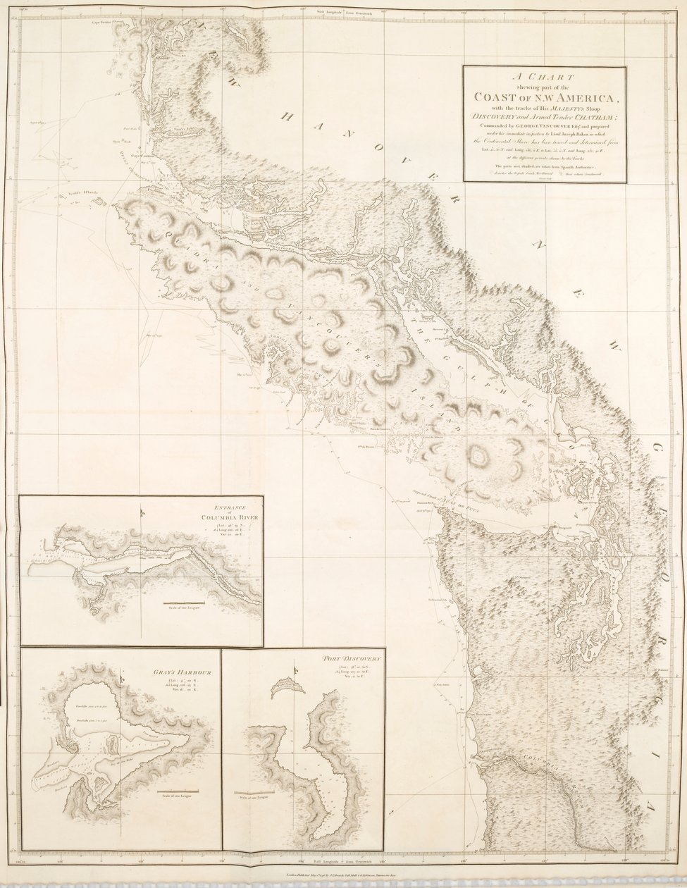 Uma carta que mostra parte da costa da América do Noroeste de British School