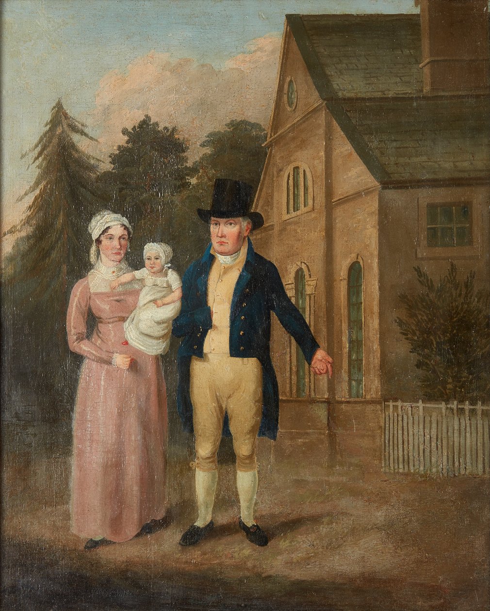 Um retrato de grupo de Jasper Ryles e família (óleo sobre tela) de British School