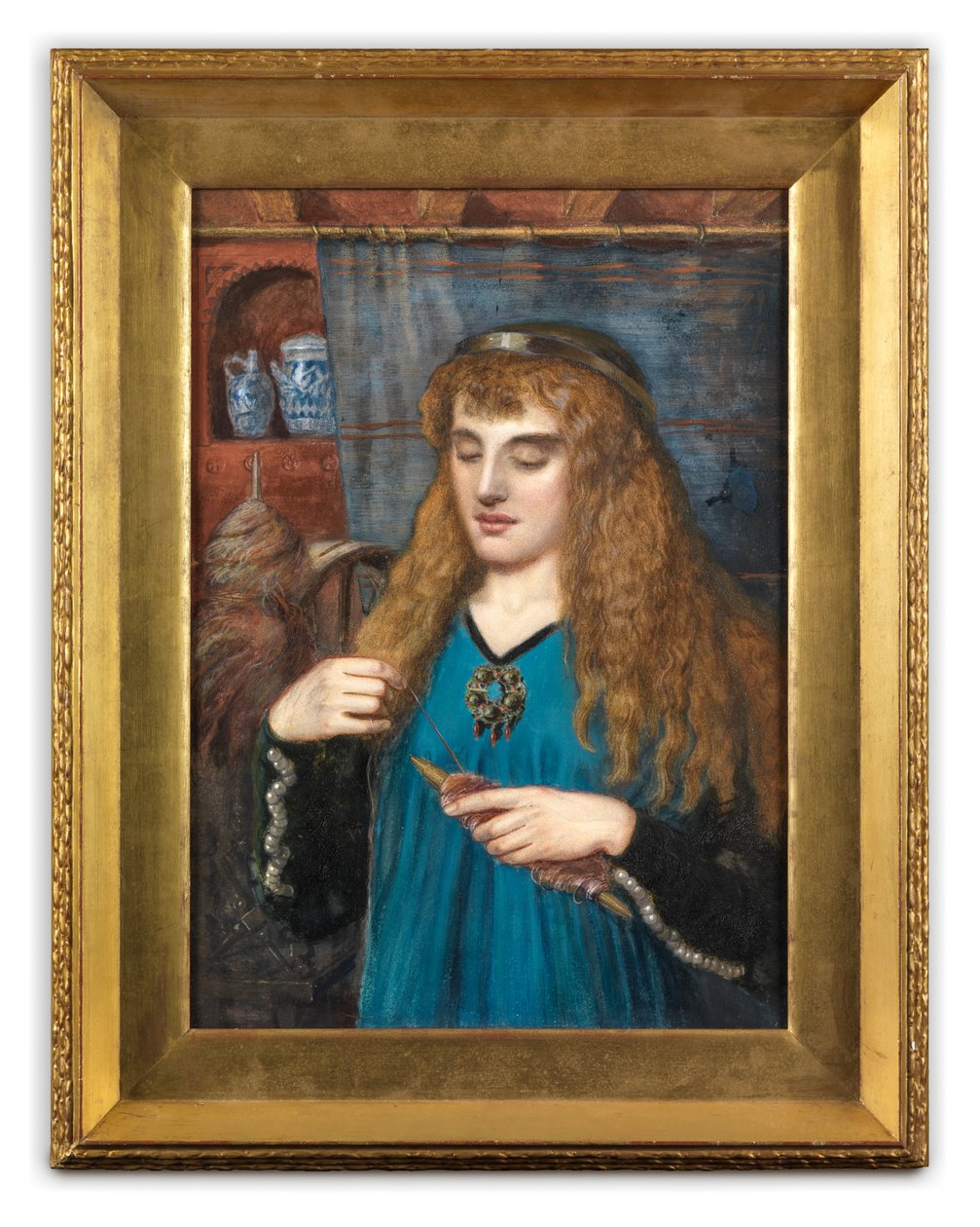 A Maiden Winding Wool, c 1890 (Gouache, aquarela e bodycolour no cartão) de British School