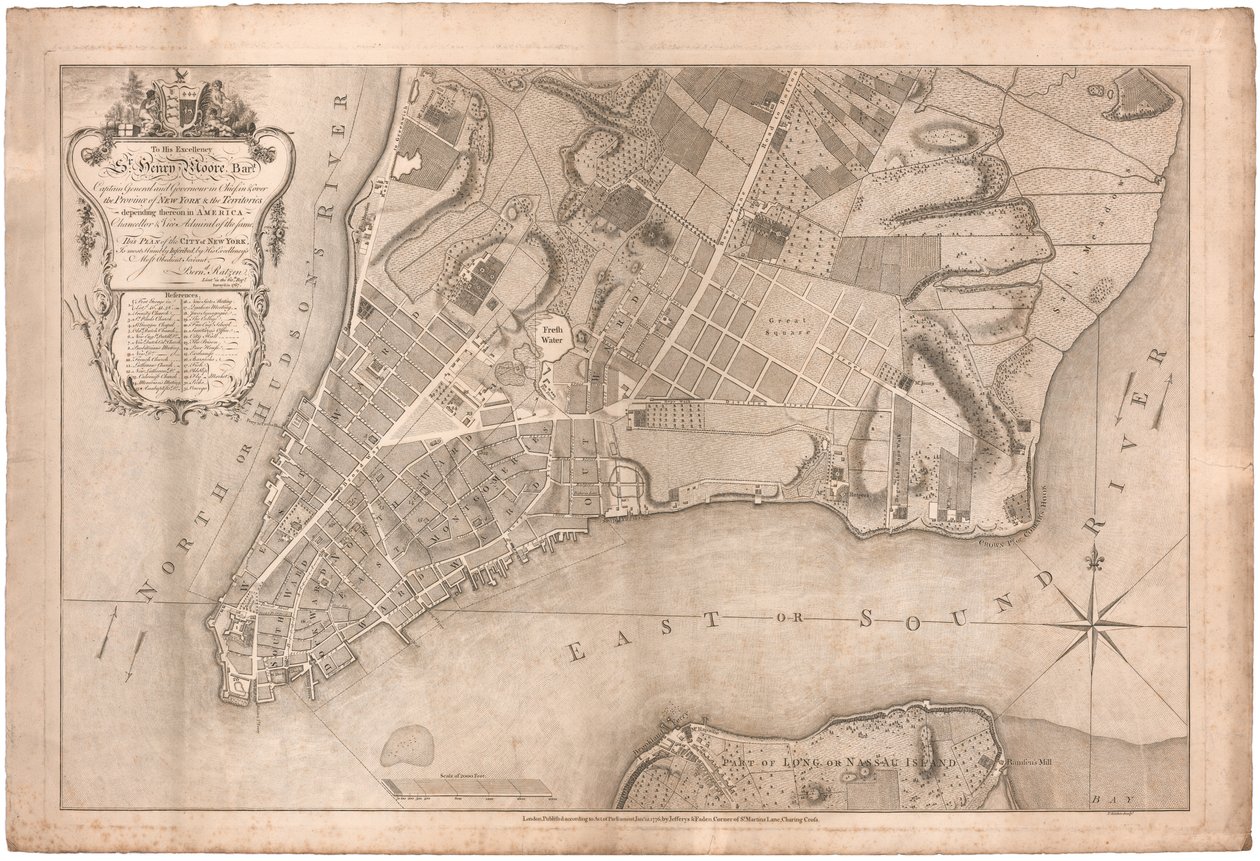 Um plano da cidade de Nova Iorque por Ratzer de British School