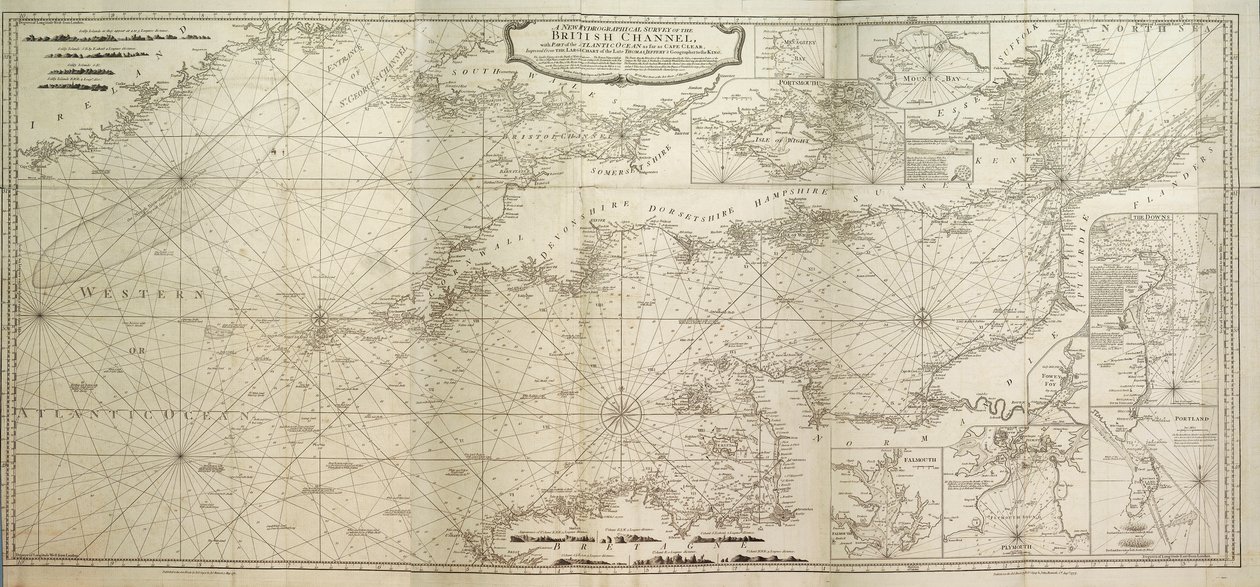 Um novo levantamento hidrográfico do Canal da Mancha, com parte do Oceano Atlântico até ao Cabo Clear, melhorado a partir da grande carta do falecido Thomas Jeffery