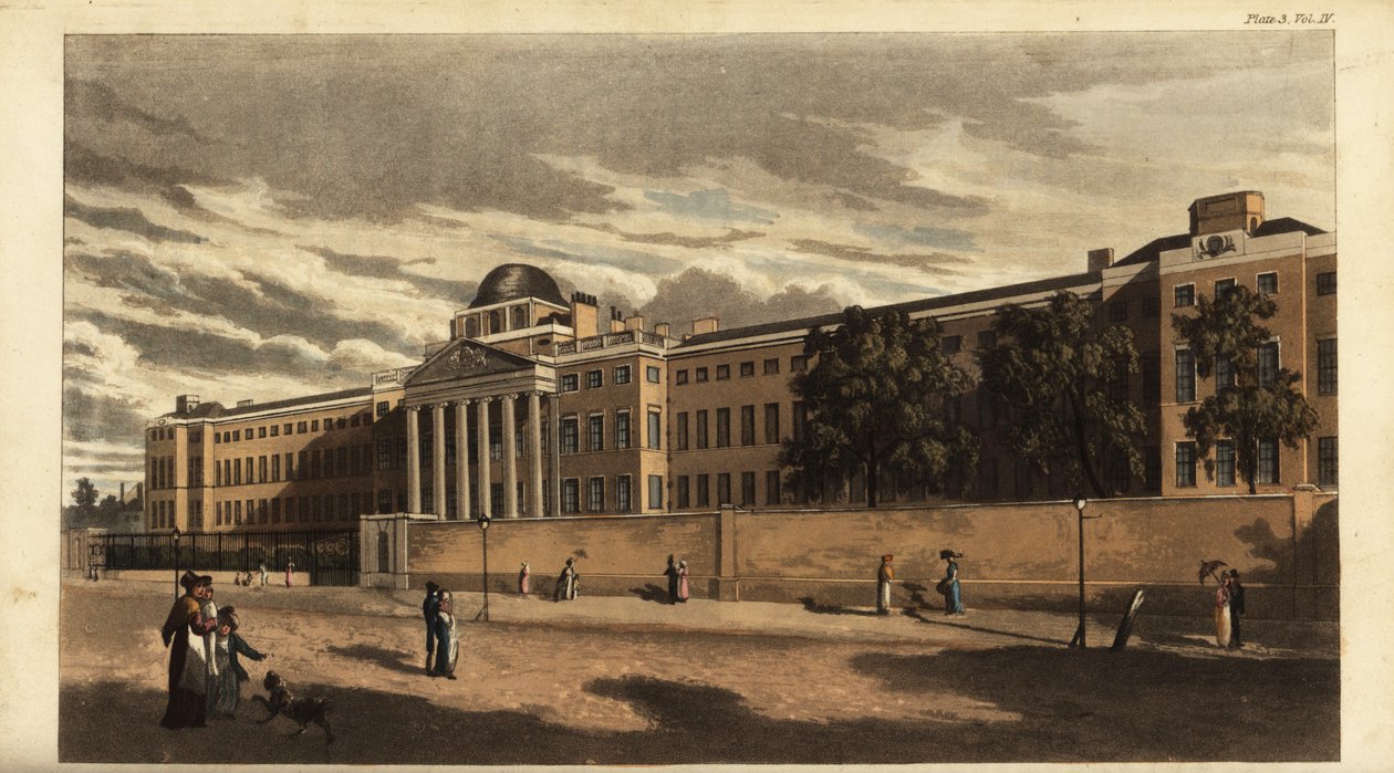 Hospital psiquiátrico de Bethlem ou Bedlam em 1816 de British School