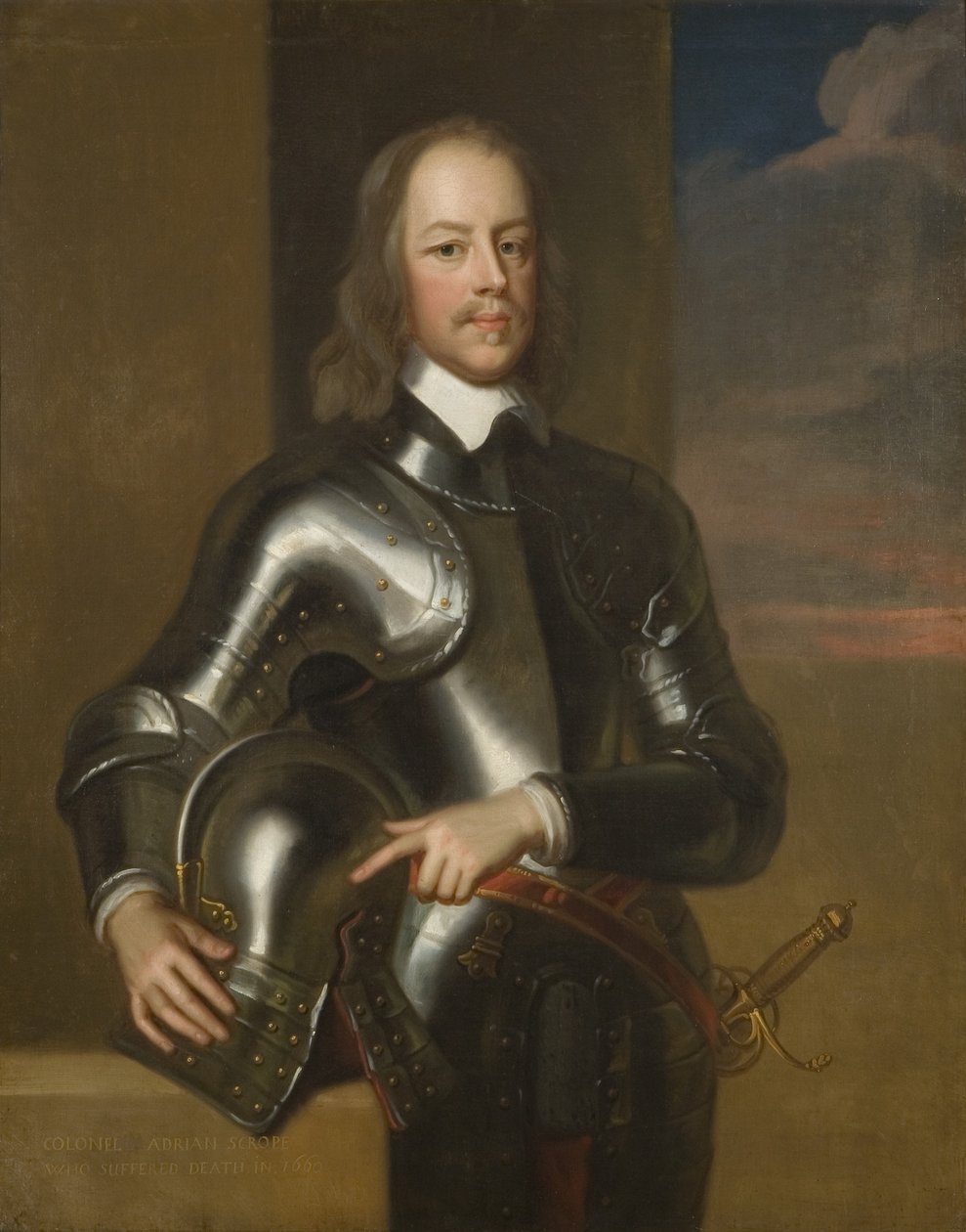 Coronel Adrian Scrope, último Governador de Bristol 1649-55 (óleo sobre tela) de British School