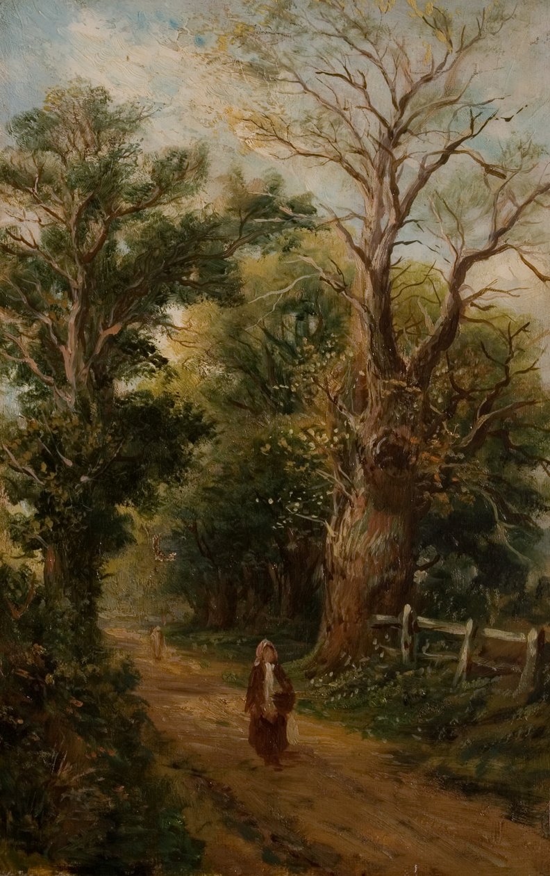 Country Lane, talvez Church Lane, Allesley, c.1880 (óleo sobre tela) de British School