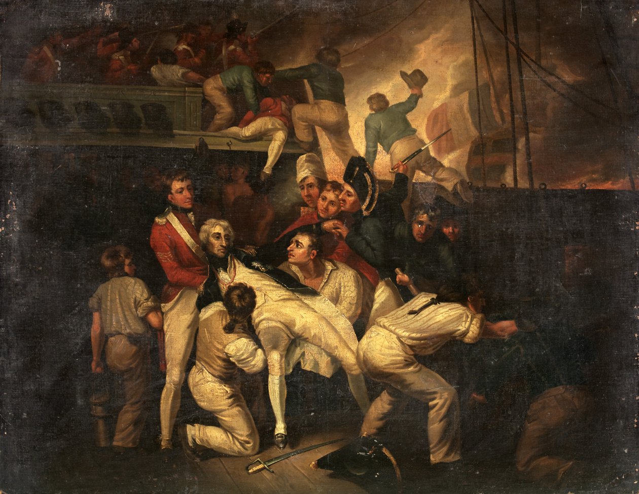 Morte de Nelson, c.1820 (óleo sobre tela) de British School