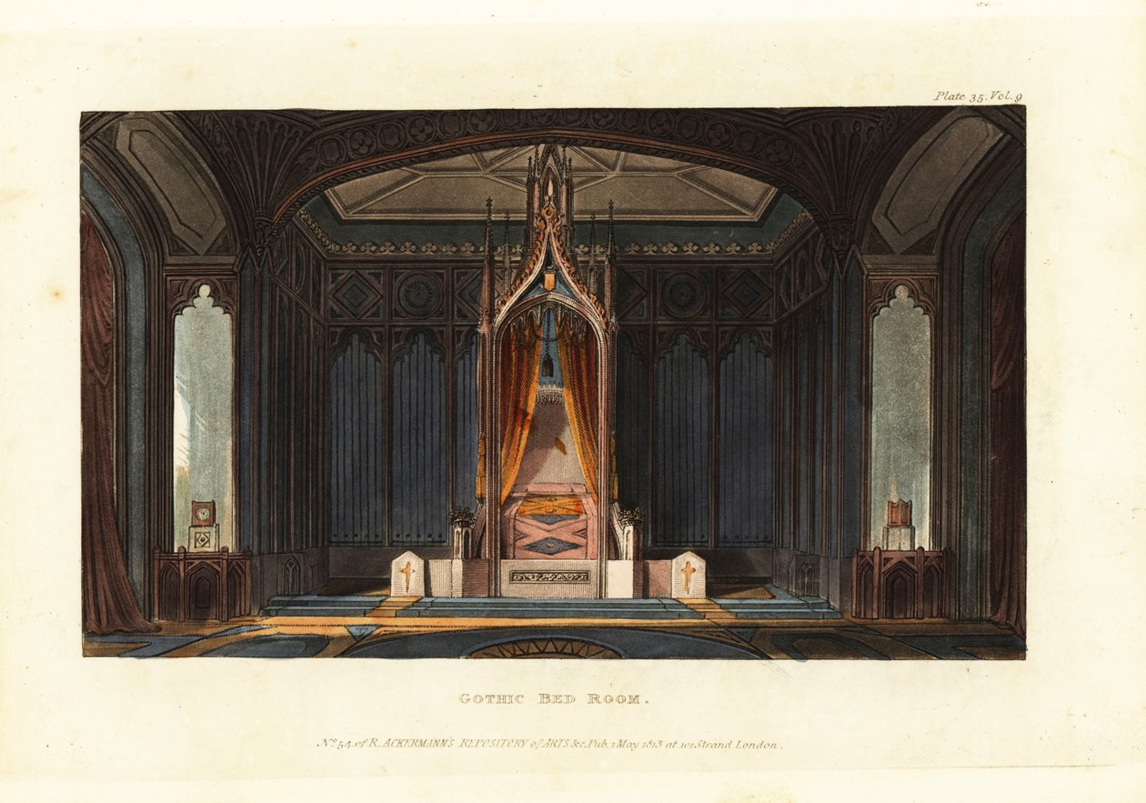 Design para um quarto gótico de British School