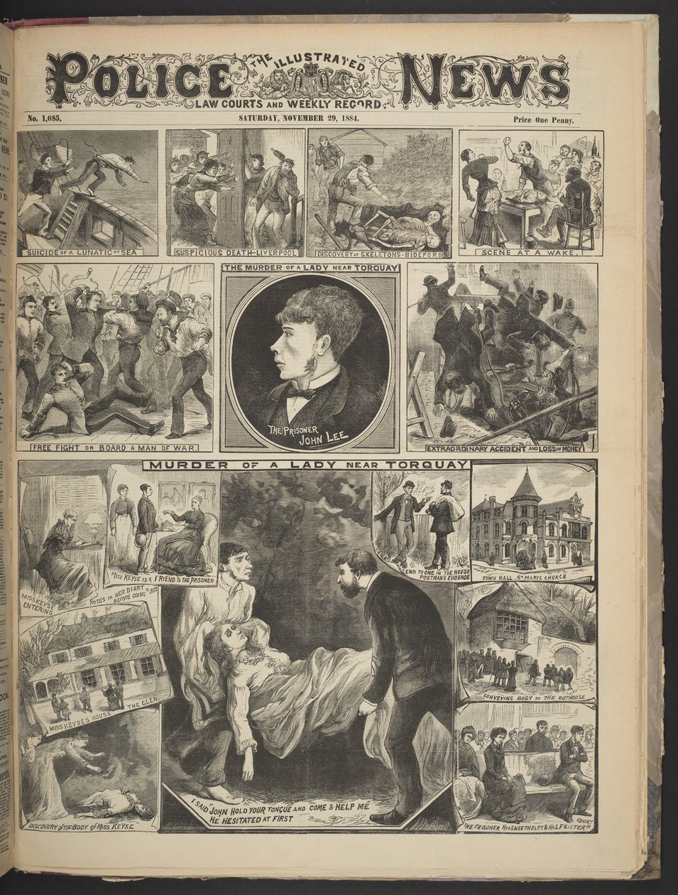 Capa do Illustrated Police News, 29 de Novembro de 1884 (litho) de British School