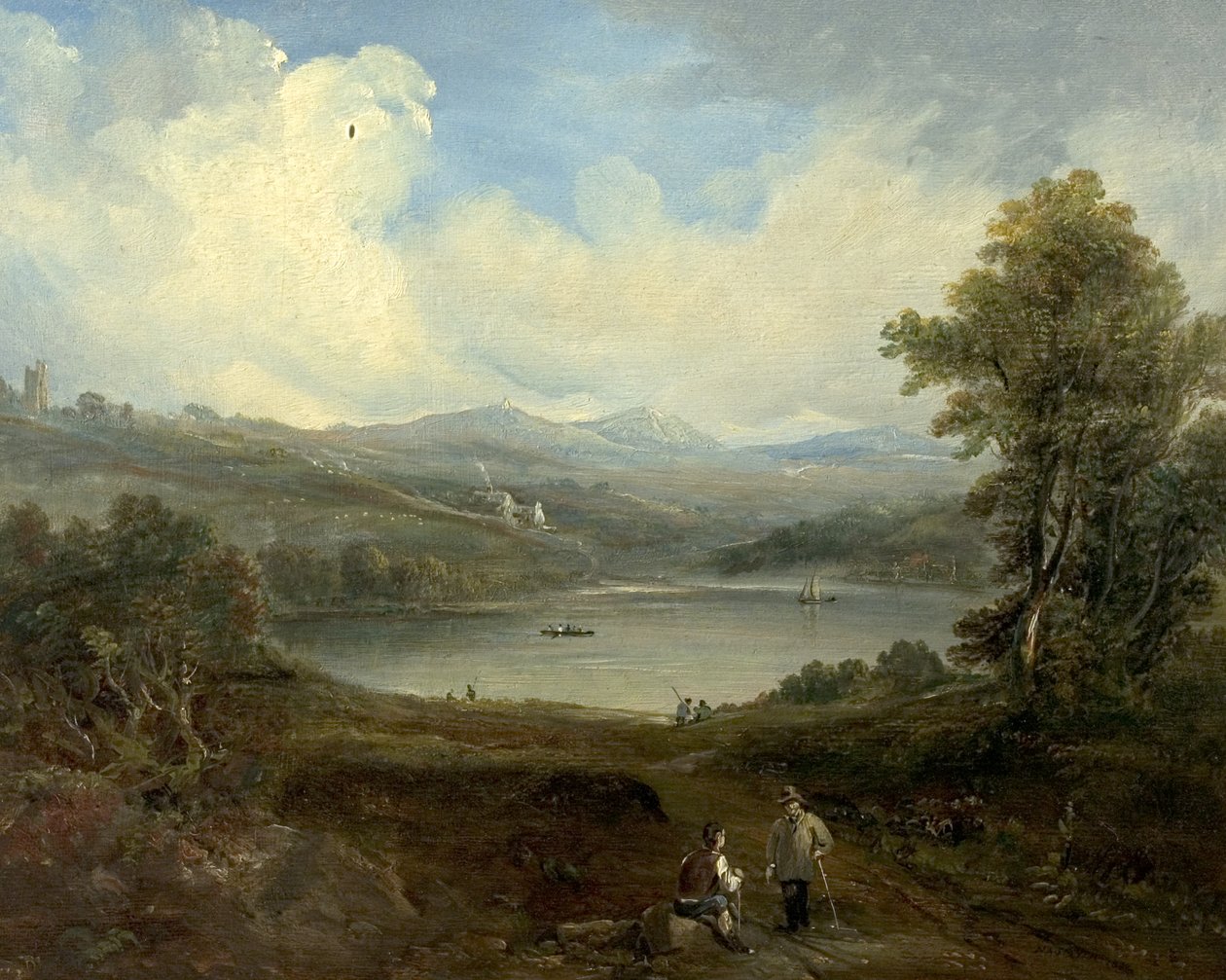 Grasmere, Westmorland, Cumbria (óleo sobre madeira) de British School