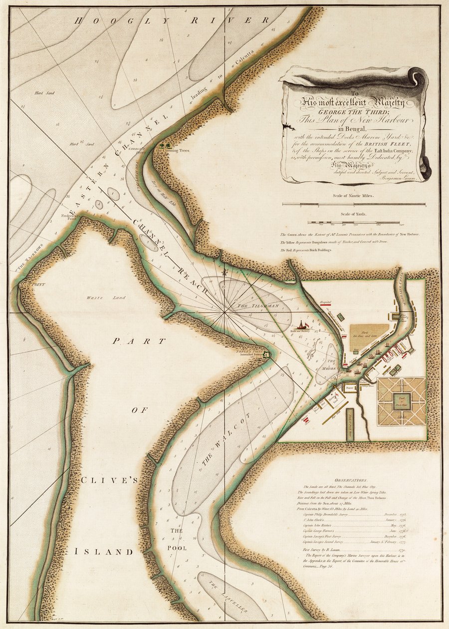 Mapa do rio Hoogly, c.1777 (gravura) de British School