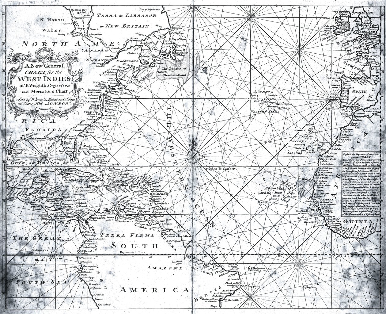 Mapa do Atlântico Norte por Monte e Página de British School