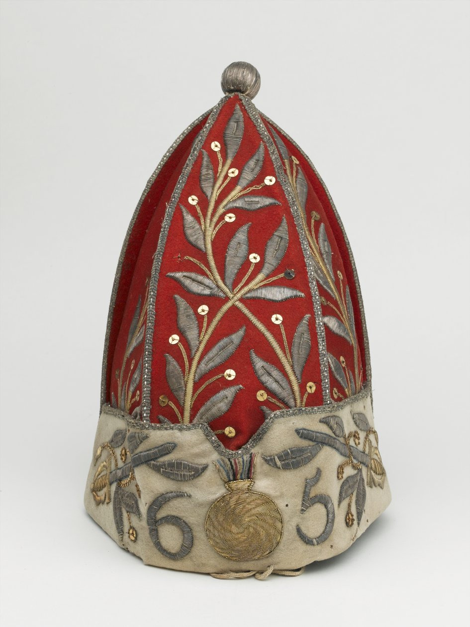 Chapéu granadeiro do oficial, 65º Regimento de Pé, 1758 por volta de British School