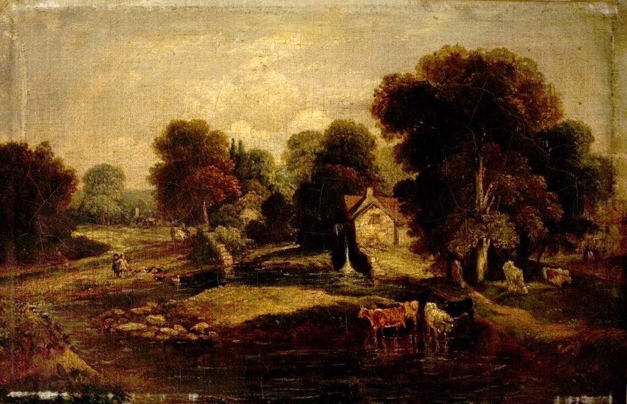 Old Mill, Norwich, Norfolk (óleo sobre tela) de British School