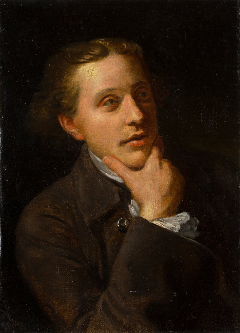 Estudo de Retrato de um Homem (óleo sobre papel colocado sobre tela) de British School