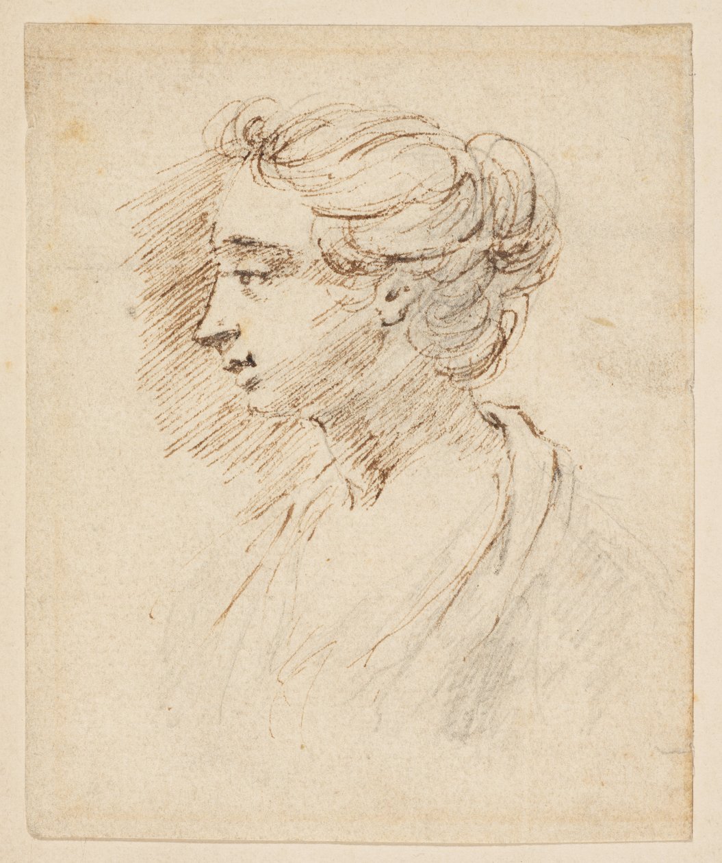 Retrato de uma cabeça de mulher de British School