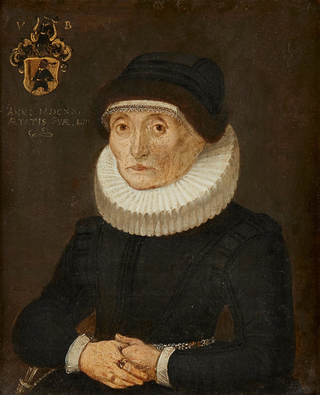 Retrato de uma senhora (óleo a bordo) de British School