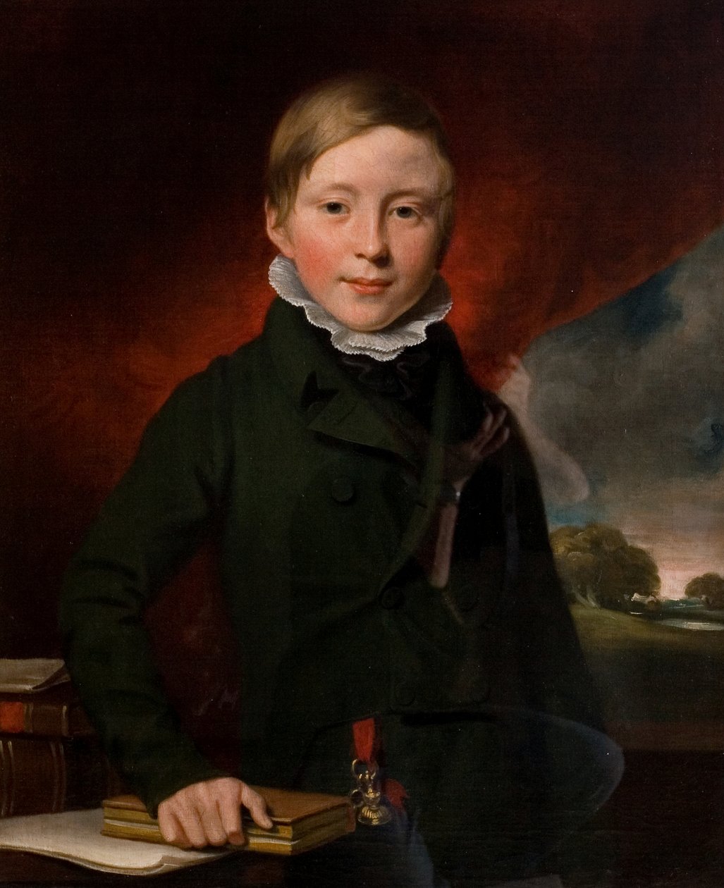 Retrato de um menino desconhecido (dito ser Oliver Minster), c.1825 (óleo sobre tela) de British School