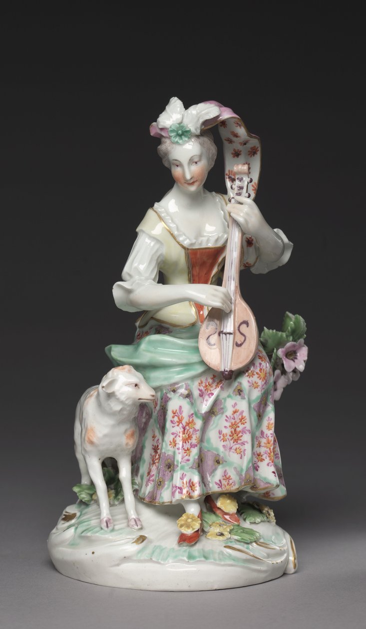 Músico sentado, Derby Porcelain Factory, c.1765 (porcelana em pasta mole) de British School