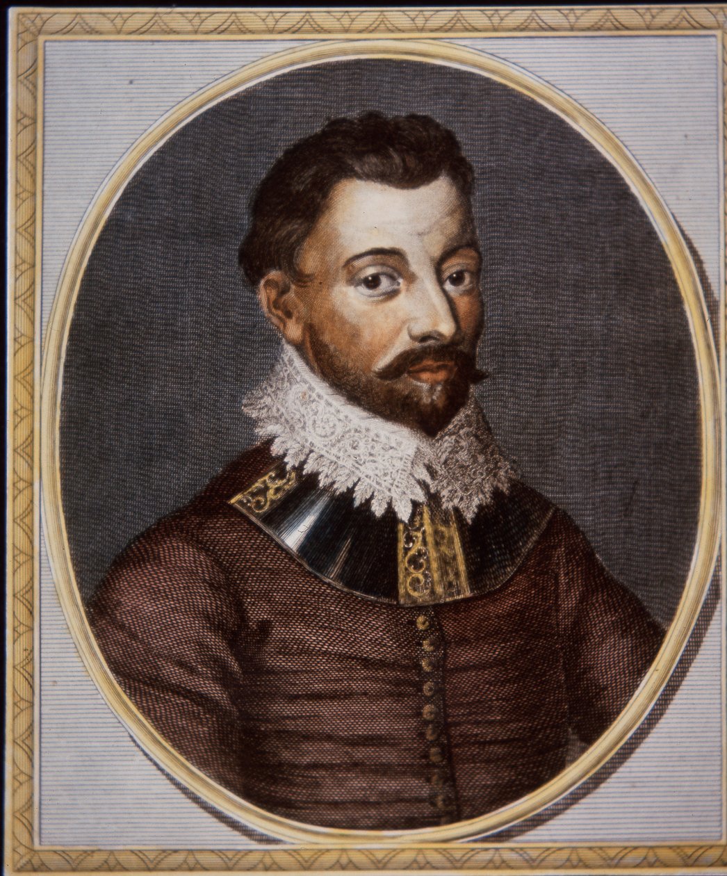 Sir Francis Drake, comerciante e corsário (gravura colorida) de British School