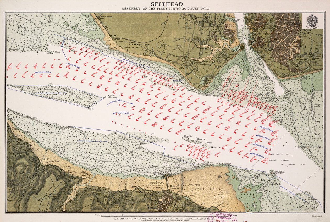 Montagem da frota em Spithead de 15 a 20 de julho de 1914 de British School