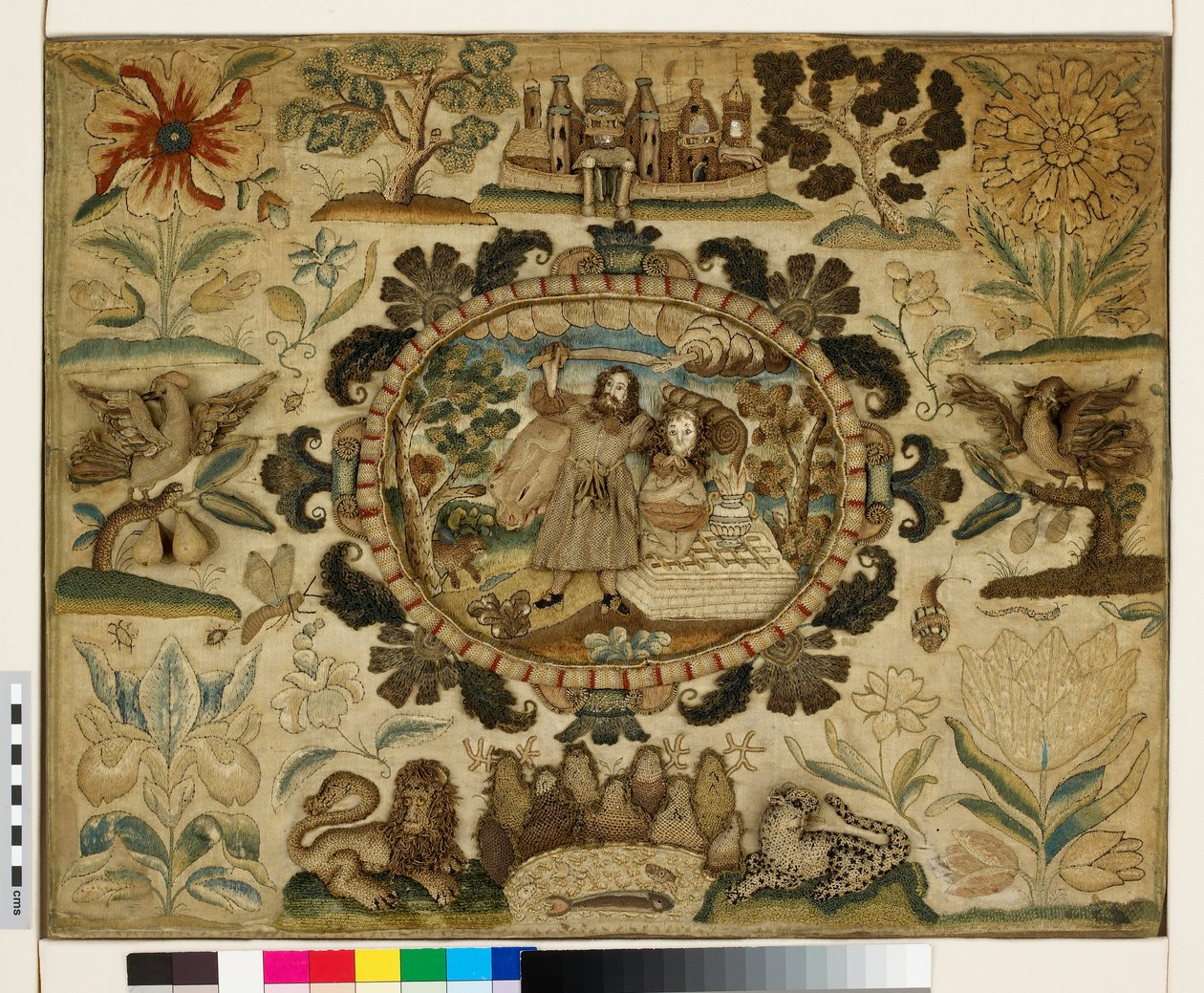 Painel têxtil com O Sacrifício de Isaac de British School