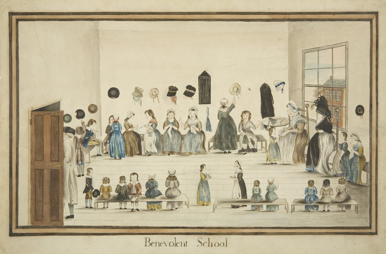 The Benevolent School, c.1795 (aquarela e tinta sobre papel) de British School