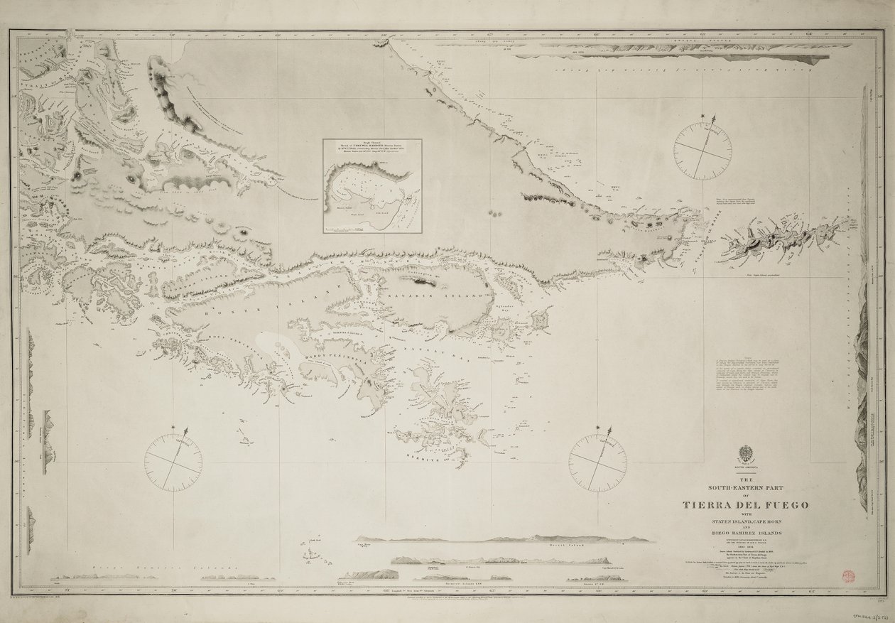 A parte sudeste da Terra do Fogo com a Ilha de Staten, o Cabo Horn e a Ilha Diego Ramirez de British School