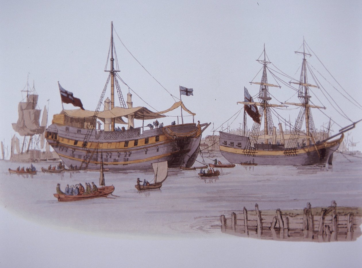 Navio de casco de prisão vitoriano no Tamisa de British School