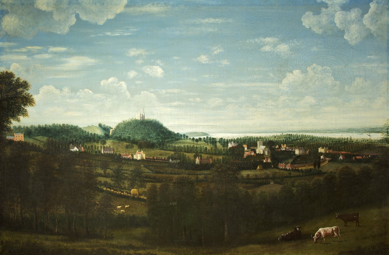Vista da Henbury Village, c.1720 (óleo sobre tela) de British School