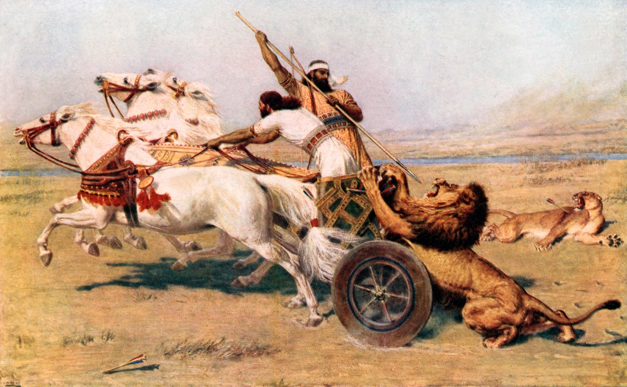 Nimrod, um poderoso caçador (litografia a cores) de Briton (after) Riviere