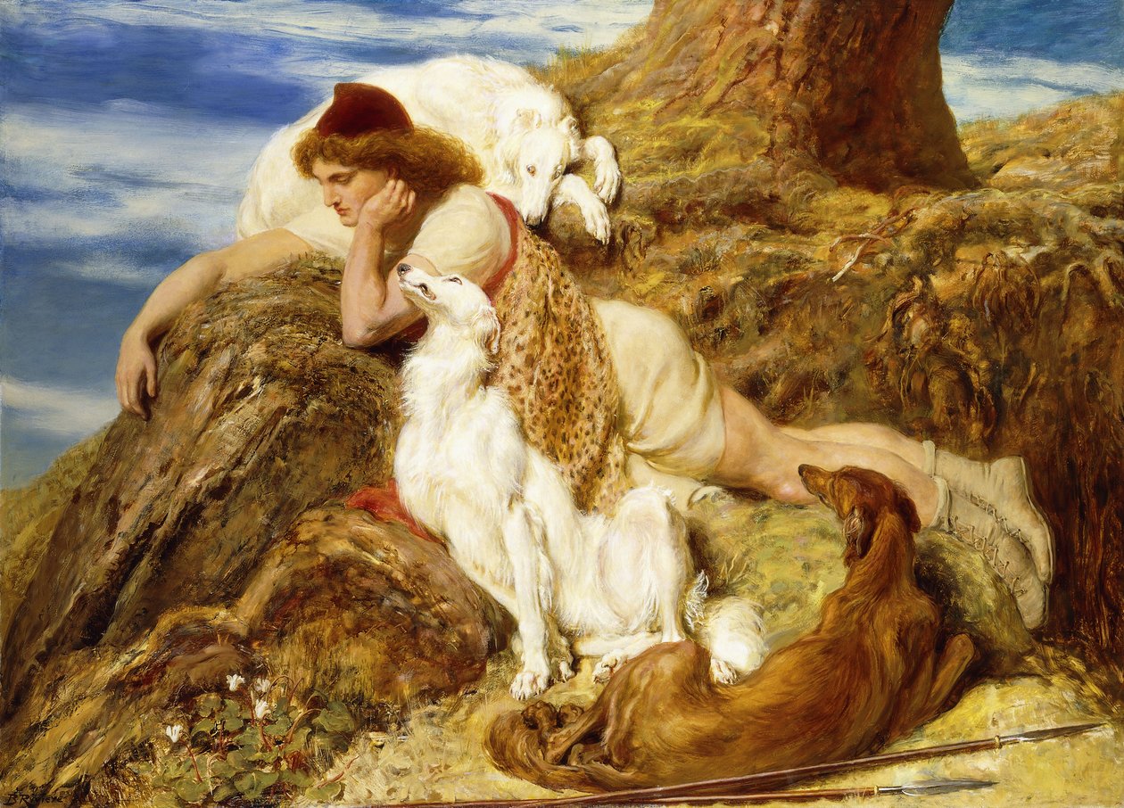 Endymion "Ah! Bom dia, por que nosso jovem Endymion se afasta" -Keats, de Briton Riviere