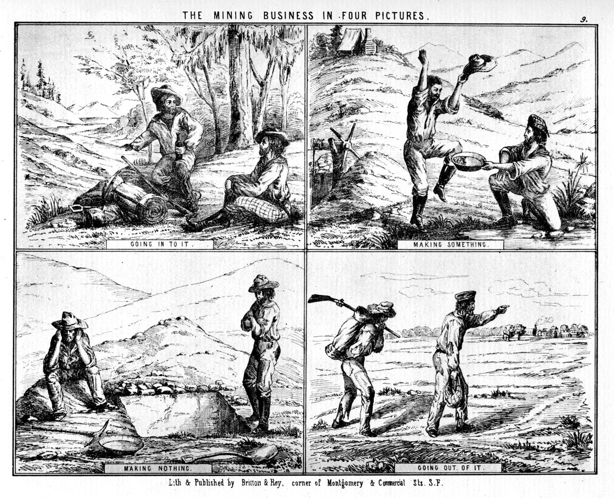 O negócio de mineração em quatro imagens, século 1937. de Britton and Rey