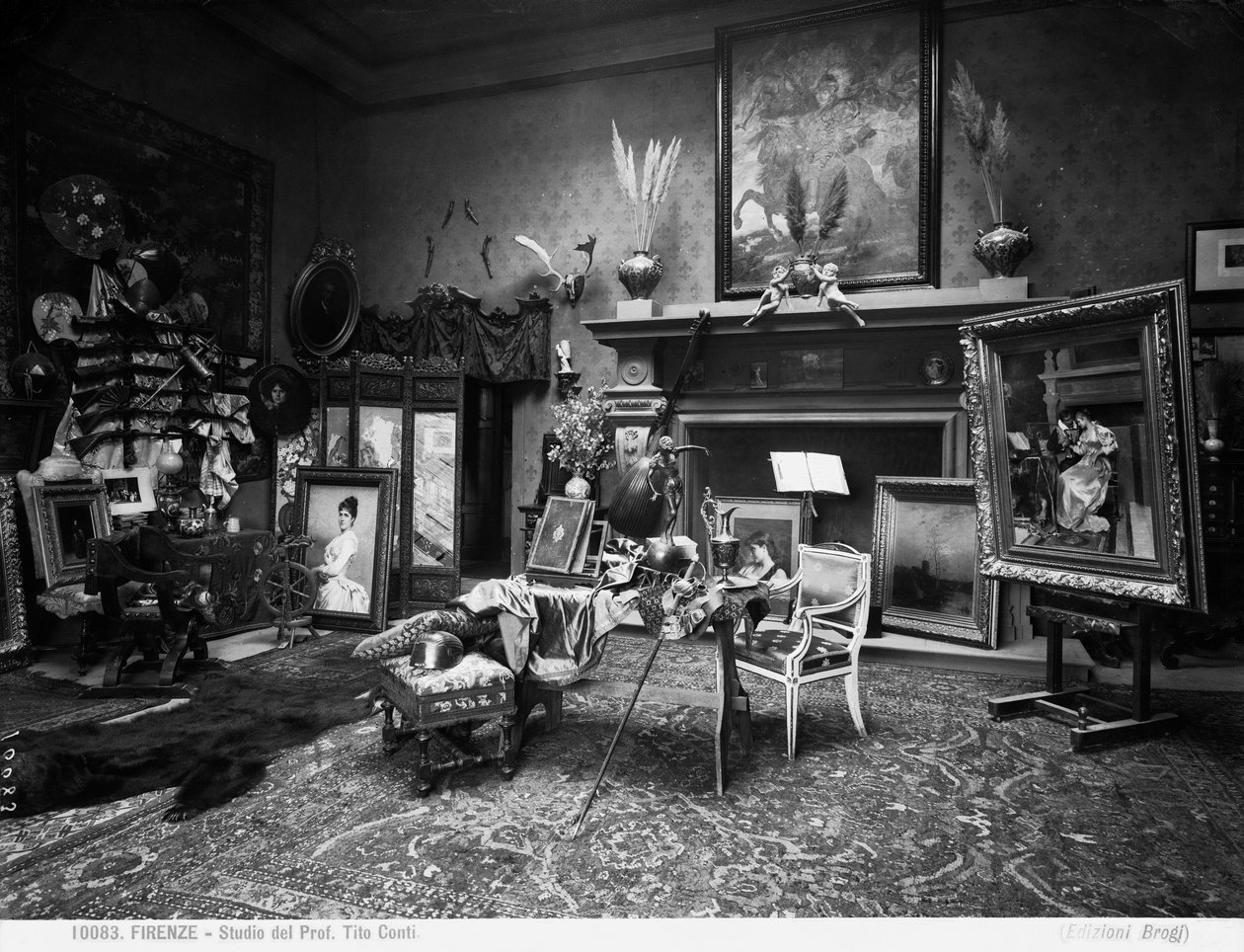 O estudo do pintor e Professor Tito Conti, Florença (foto a p/b) de Brogi Brogi