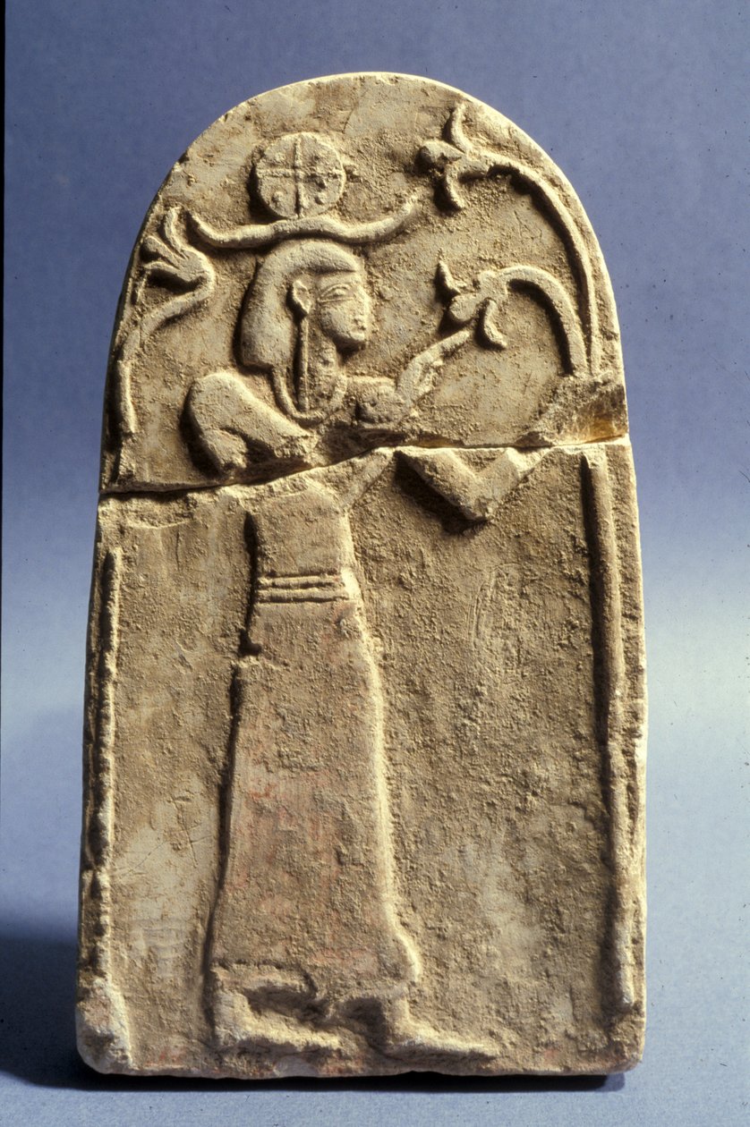 Estela representando uma divindade adorando a Árvore da Vida, Período Cananeu (1500-1200 aC) (calcário) de Bronze Age