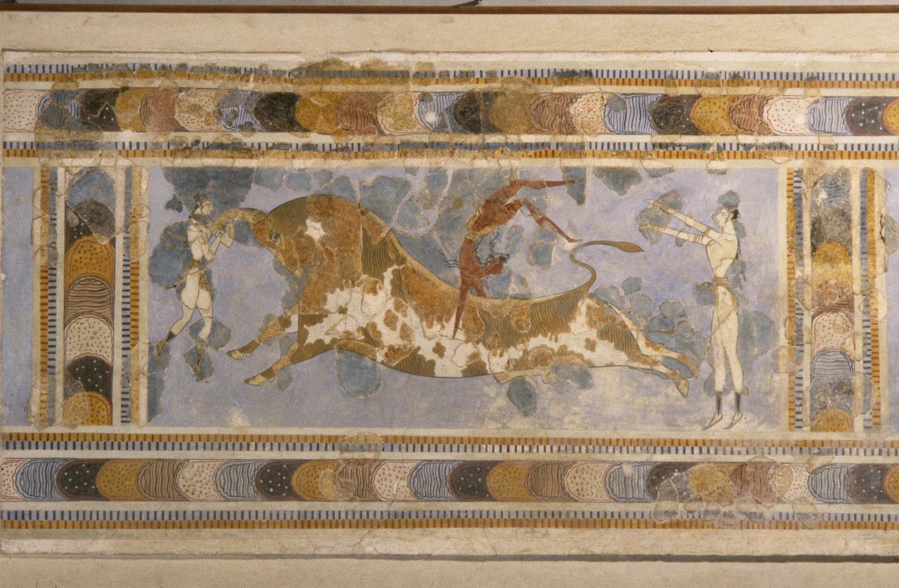Salto de Touros do Complexo do Palácio de Knossos de Bronze Age culture