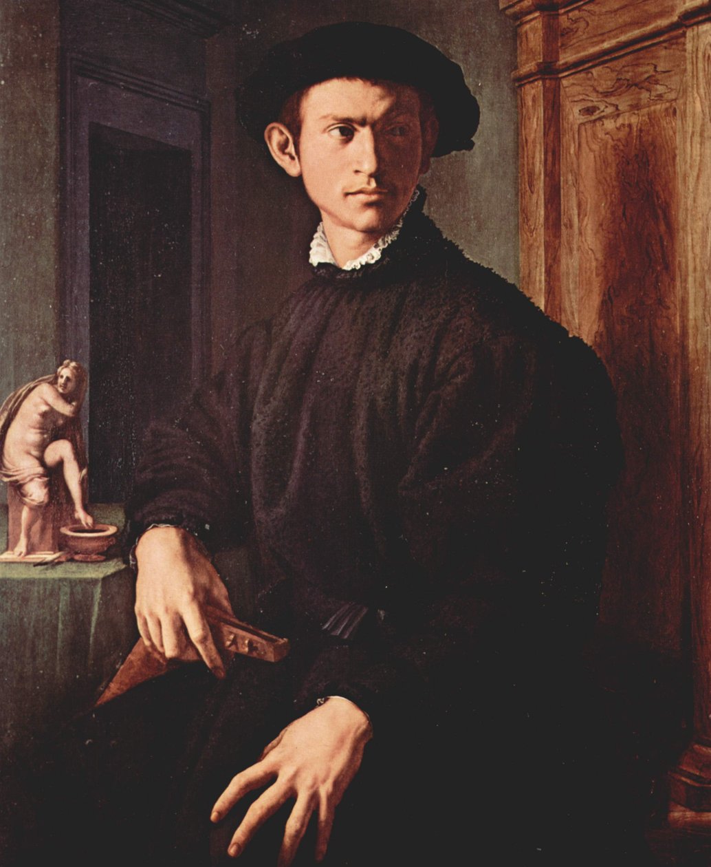 Retrato, de, um, homem jovem, com, um, alaúde de Agnolo Bronzino