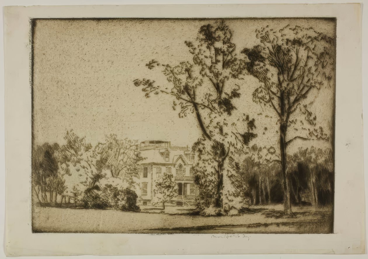 Casa de Charles Deering em Evanston, vista frontal de Bror Julius Olsson Nordfeldt