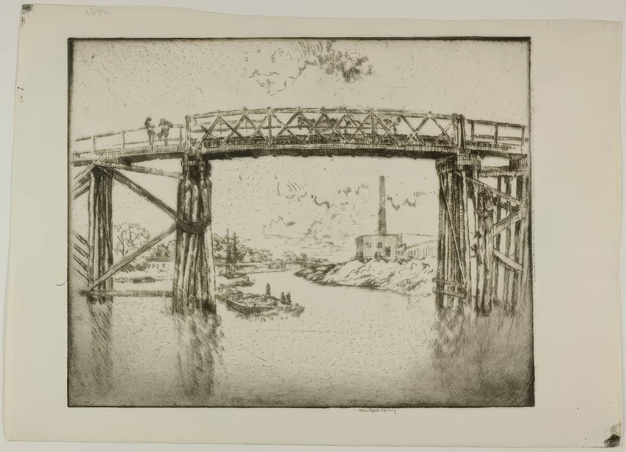 Chicago - Barcaças no North Branch de Bror Julius Olsson Nordfeldt