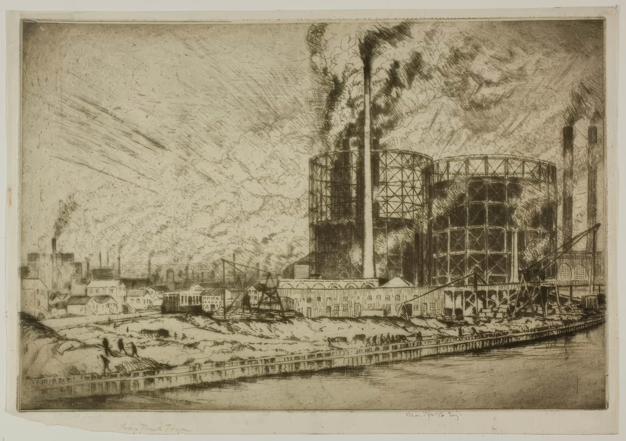 Chicago - Gas Tank Town, 29th St. e River de Bror Julius Olsson Nordfeldt