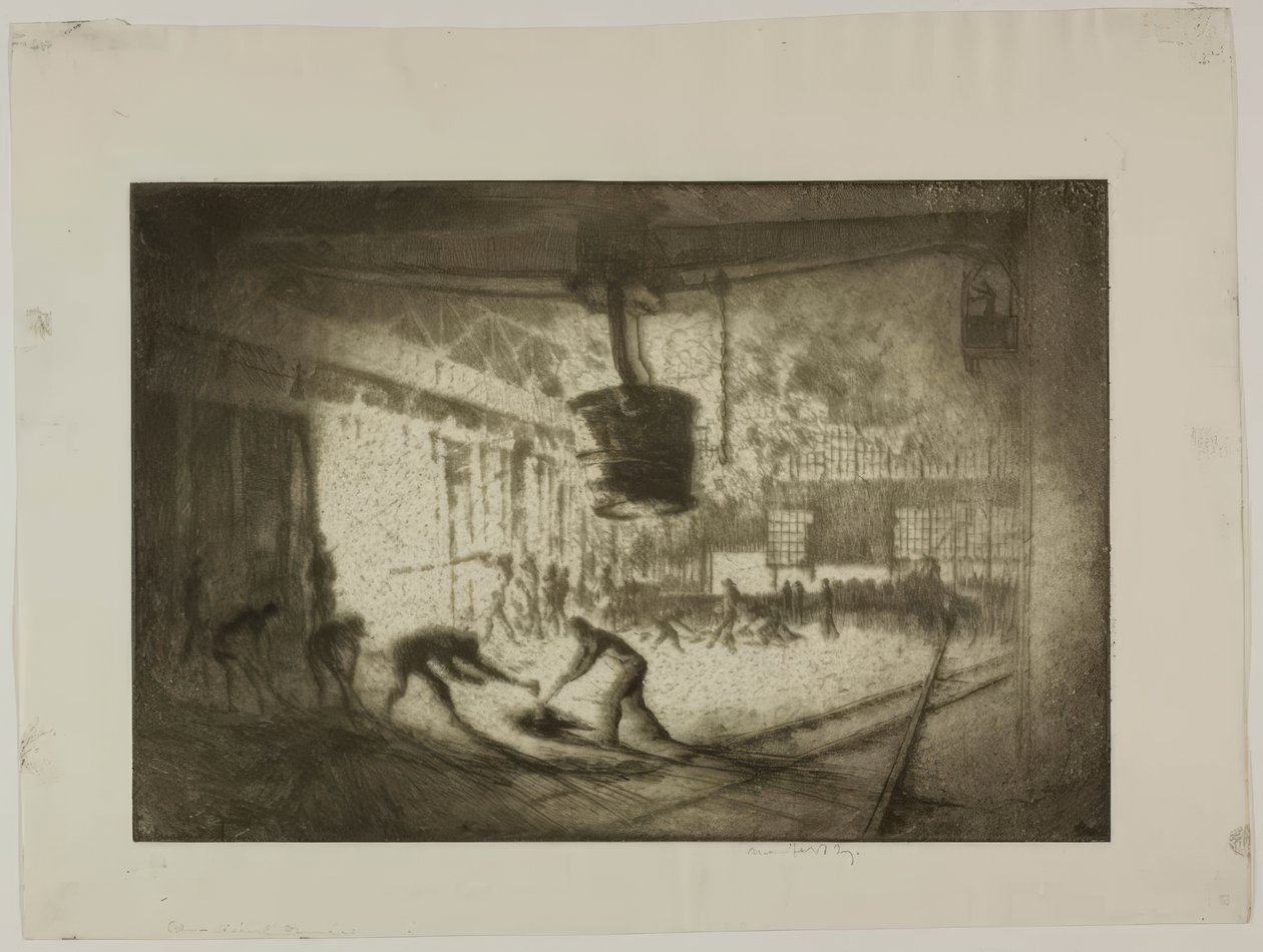 Chicago - Forno de forja aberta, Illinois Steel Co. de Bror Julius Olsson Nordfeldt