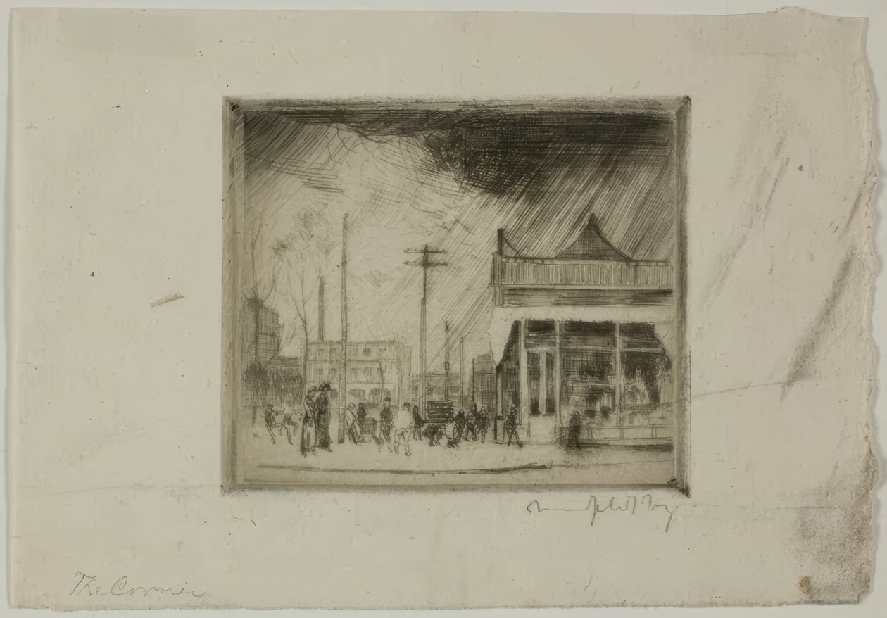 Chicago - The Corner, 57th e Stony Island Ave de Bror Julius Olsson Nordfeldt