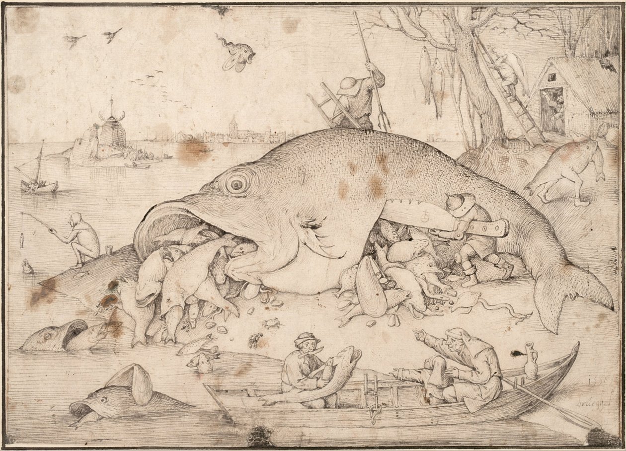 Os peixes grandes comem peixes pequenos, 1556 de Bruegel