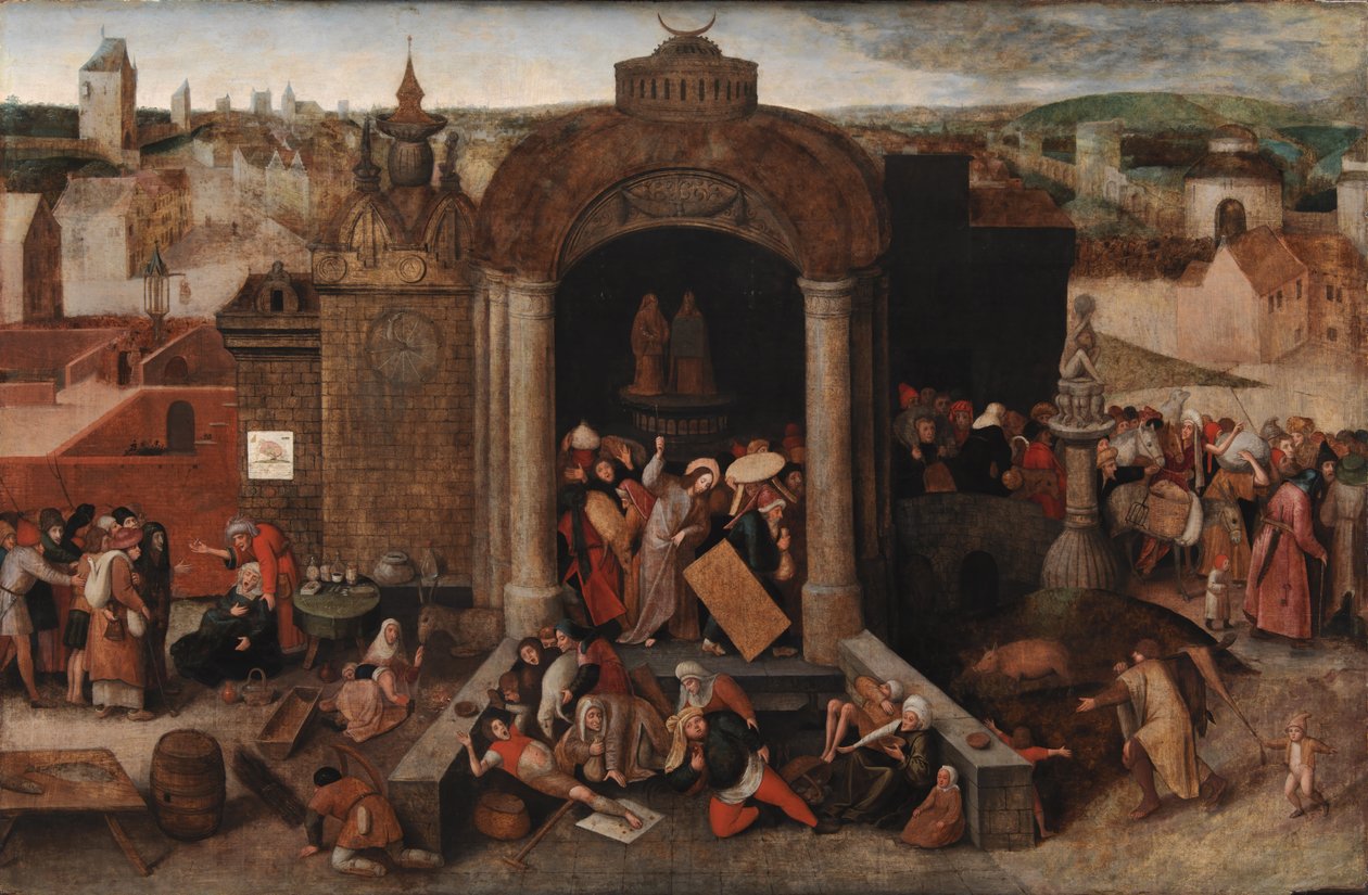 Cristo dirigindo os comerciantes do templo, depois de 1569 de Bruegel