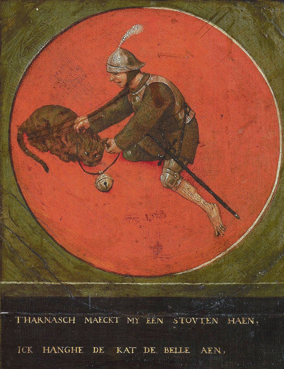 Me dê uma armadura e eu me torno corajoso o suficiente para tocar o gato, 1558. de Bruegel