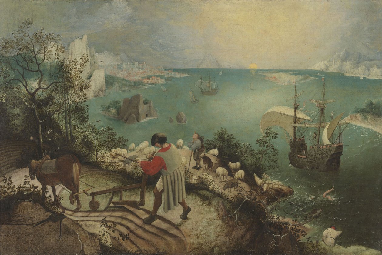 Paisagem com a queda de Ícaro, c. 1560 de Bruegel
